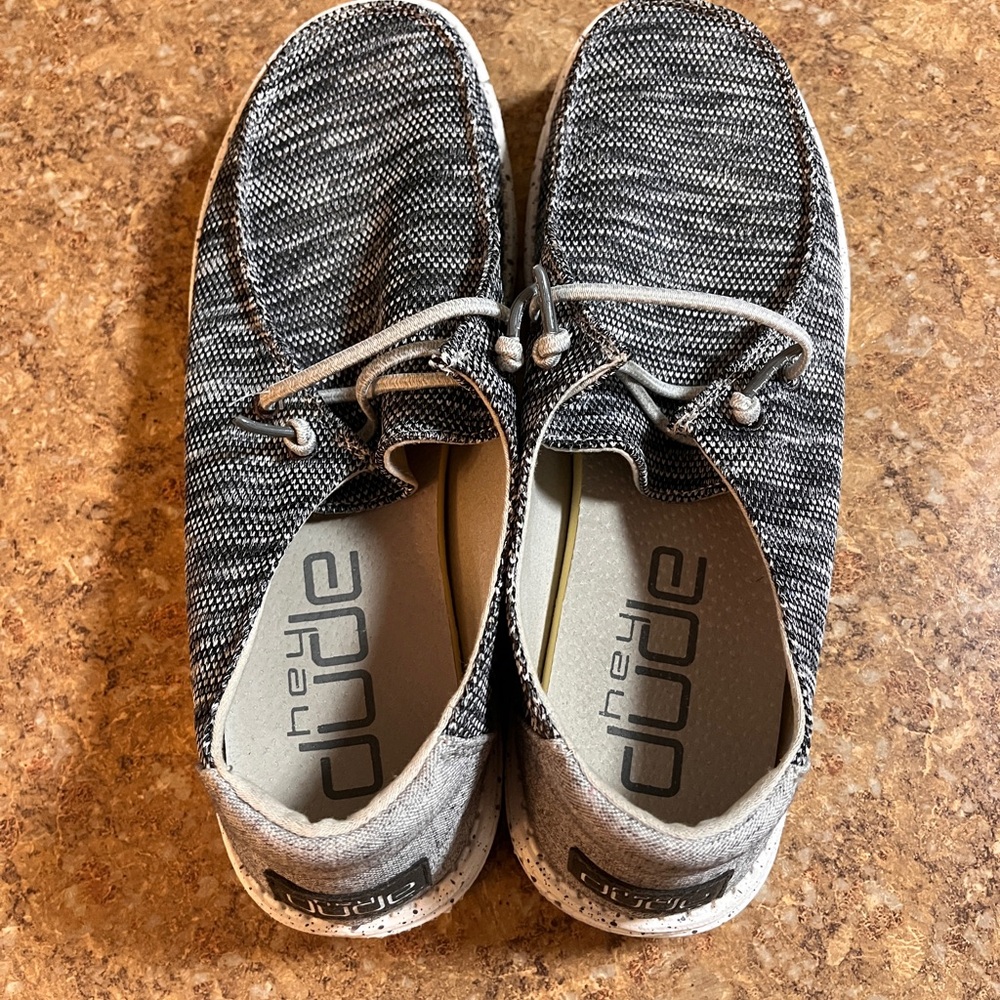 Hey Dude Black and White Sole Shoes